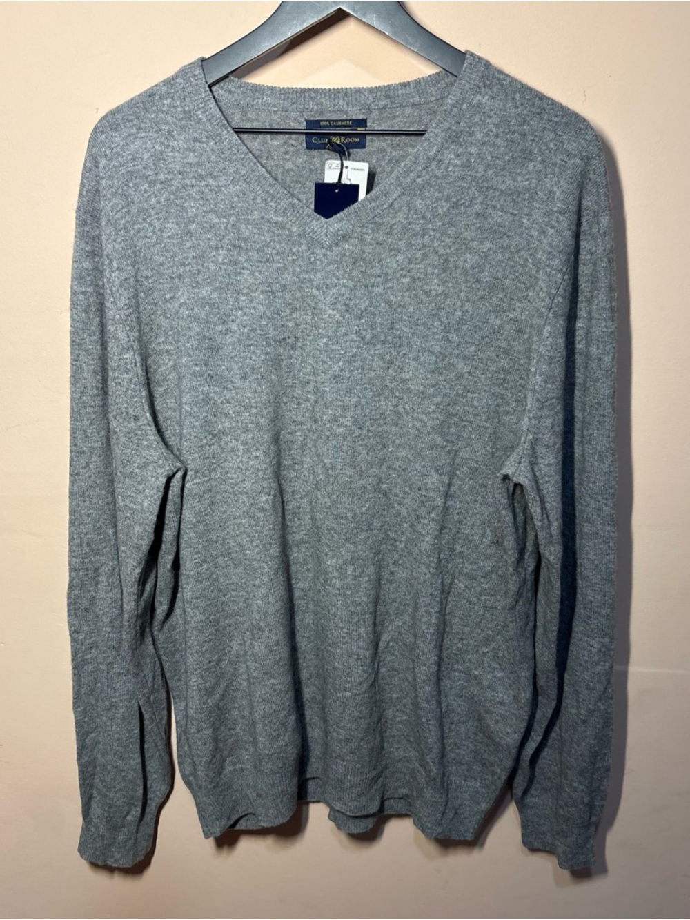 Club Room Estate Cashmere V-Neck Sweater XL NWT Gray